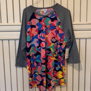LuLaRoe Randy with bright vibrant colors.  Size XL. Gray base sleeves.